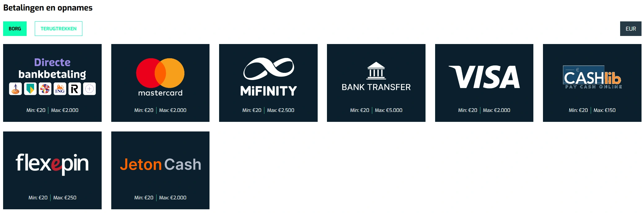 Wallacebet Casino Betalingsmethoden