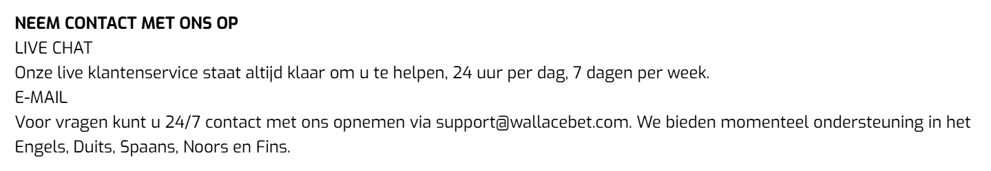 Wallacebet Casino Klantenservice